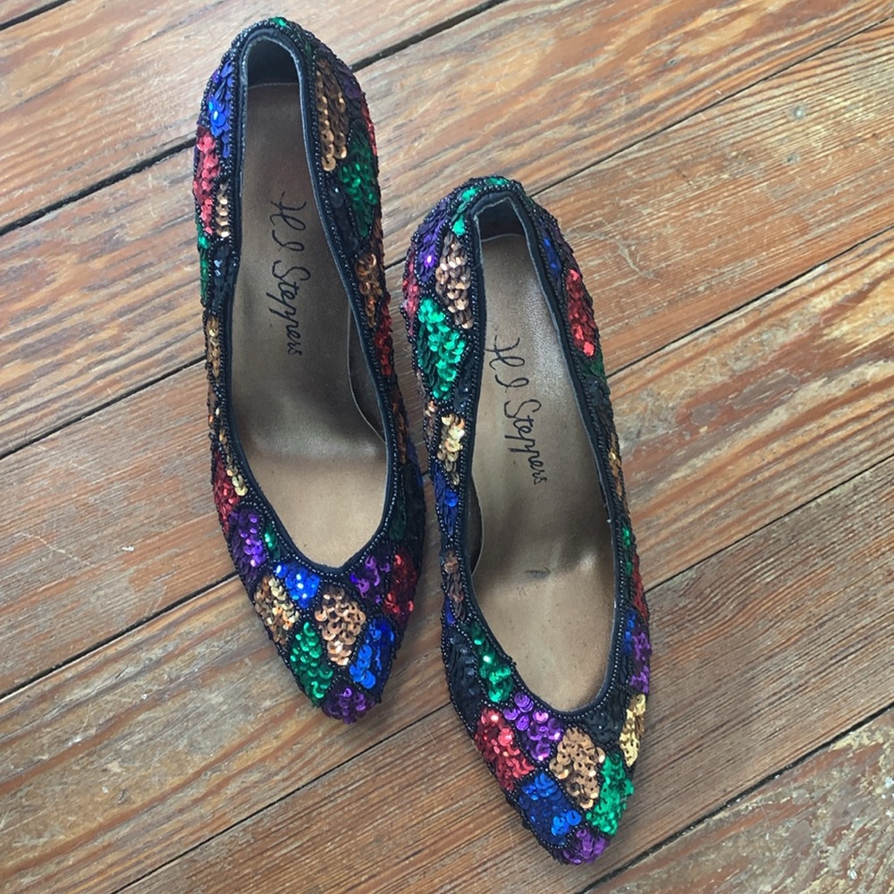 HI Steppers Sequined Heels - vintage 80’s-90’s - Picture 2 of 11